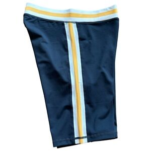 NWT Wilo The Label Rib Bike Shorts Navy Marigold Athletic Yoga Womens Small
